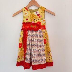 jelly The Pug Mixed Floral Print Ruffle Sleeveless Dress Girl Size 5